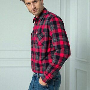 Coleman Buffalo Check Flannel Shirt Men Medium Red Black Outdoor Hiking Camping
